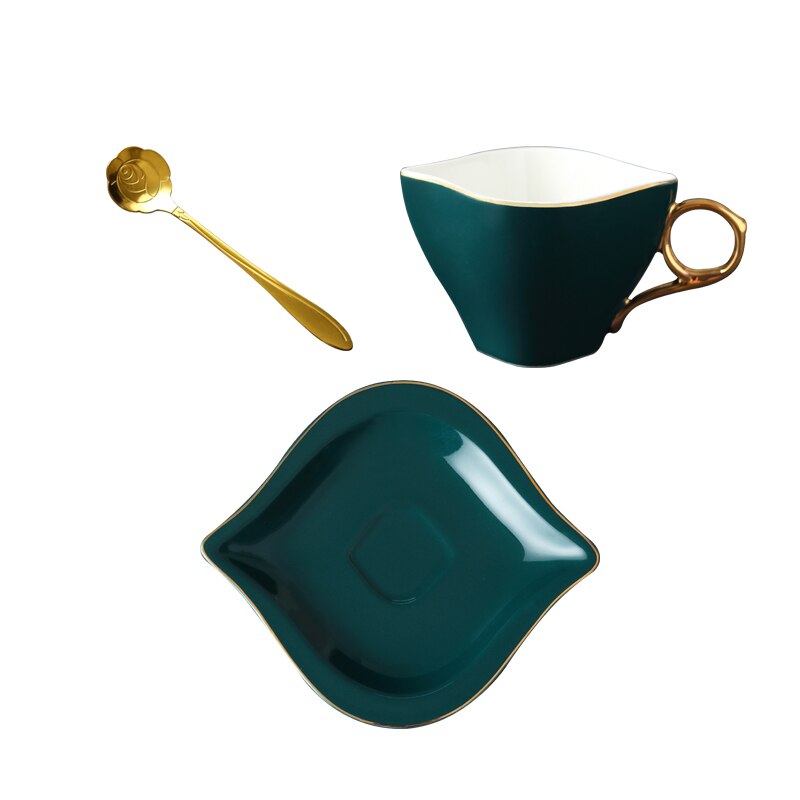 Scandinavische Stijl Keramische Kopje Thee Set Gebruiksvoorwerp Eenvoudige Moderne Witte Bruiloft Koffie Mate Cup Set Royal Gold Velg Xicaras Drinkware EB50BD