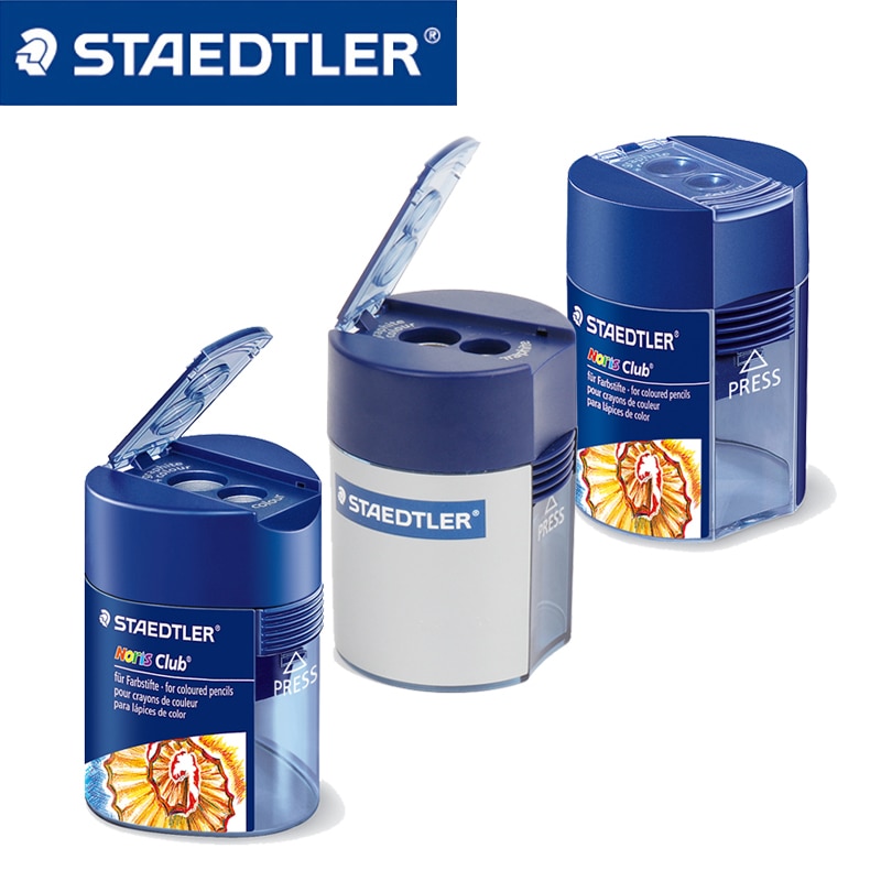 Staedtler-Sacapuntas de doble agujero giratorio, 512 001/002/128 transparencia Multicolor, 8,2/10,2mm, suministros para oficina y escuela, 1 ud.