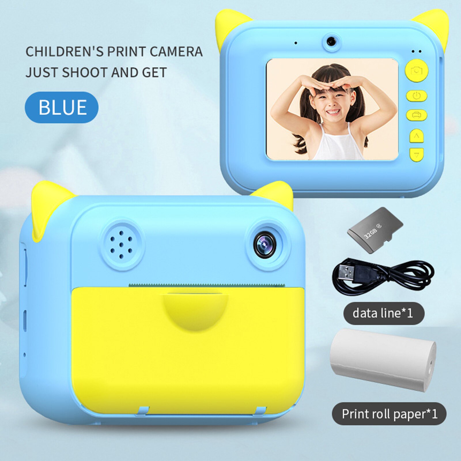 1080P Instant Print Camera 2.4 Inch IPS Screen for Boys Girls 4-12 Year Old: Type B