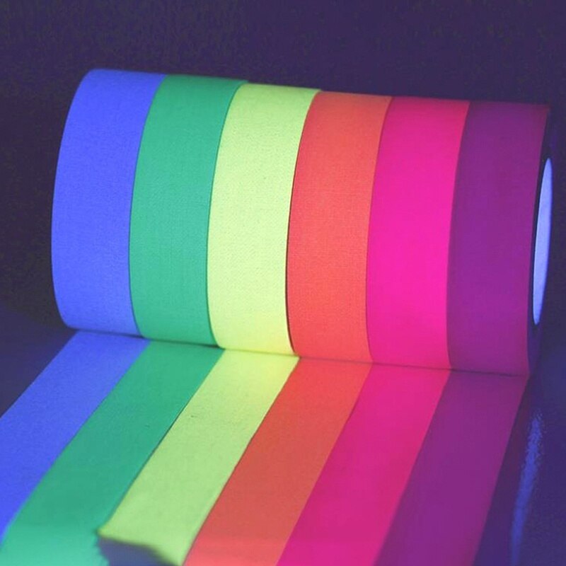 Cintas fluorescentes reflectantes UV, cintas noctilucentes autoadhesivas para escenarios de fiestas, 1/6 uds.