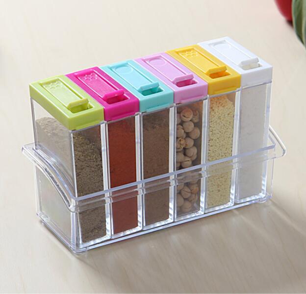 Kitchen supplies transparent plastic seasoning box seasoning bottle salt MSG seasoning jar storage box spice container ZP7051549: style C Multicolor