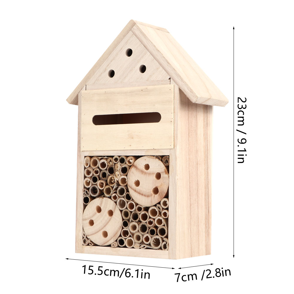 Garden Wooden Insect House Insect Bee House Outdoor Wooden Insect Bee House Wood Bug Room Shelter Nesting Box Decoration: 23x15.5x7cm