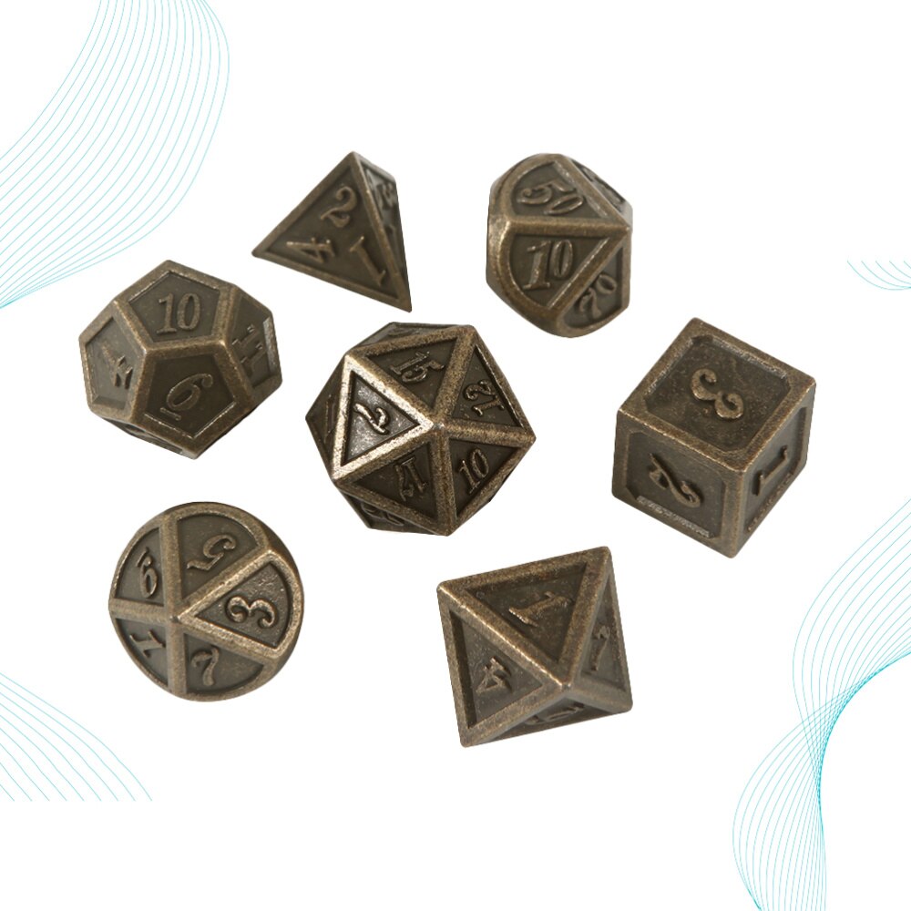 7 pièces en métal polyèdre dés numéros créatifs dés multi-facettes dés pour divertissement jeux de société multi-facettes dés Bronze