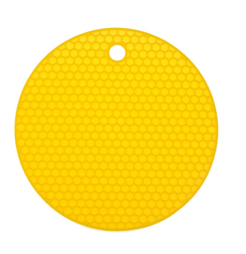 14cm Siliconen Ronde Honingraat Warmte-Isolerende Kussen Tafel Kussen Kom Kussen Cup Kussen Europese Keuken: yellow