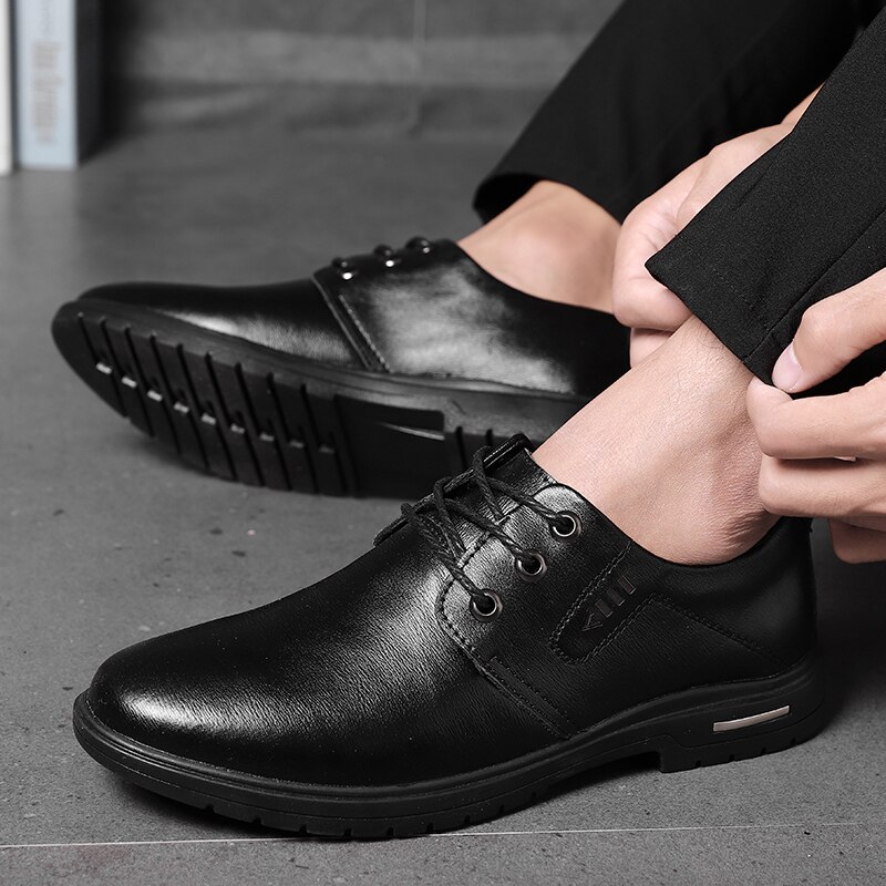 Forår efterår læder mænd sko fritidssko snøre loafers oxford sko brudekjole sko stor størrelse 38-47