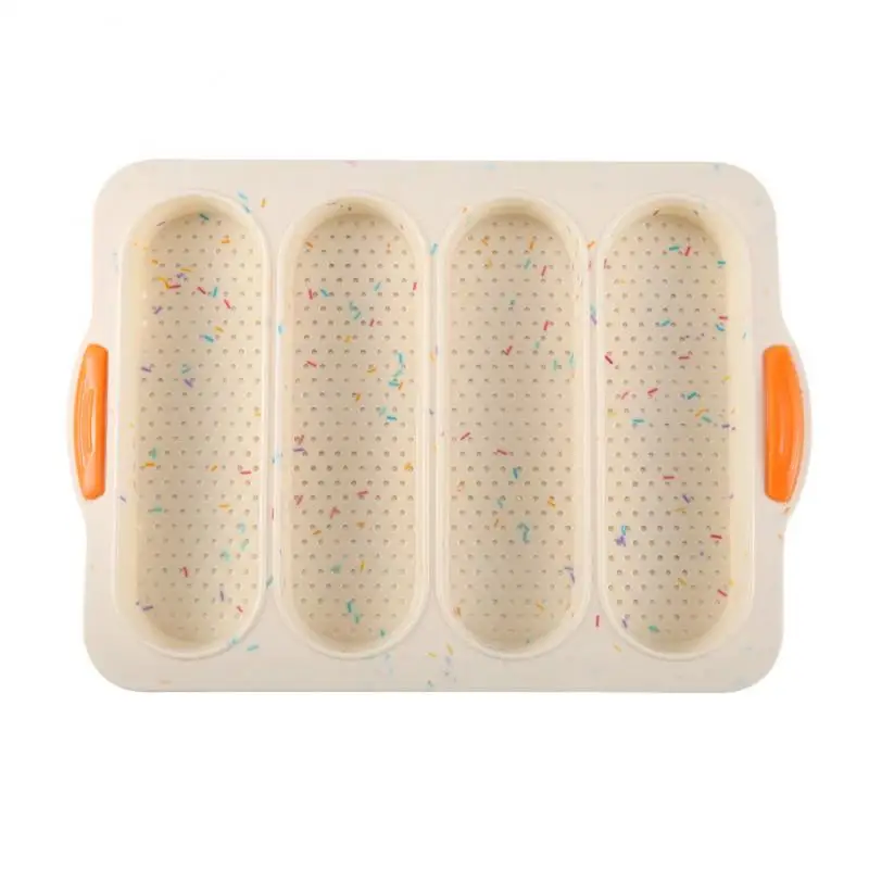 4-slot Open Silicone Bread Mold Non-Stick Bread Silicone Mould French Baguette Mold Baking Pans For Kitchen Baking Tool: Orange