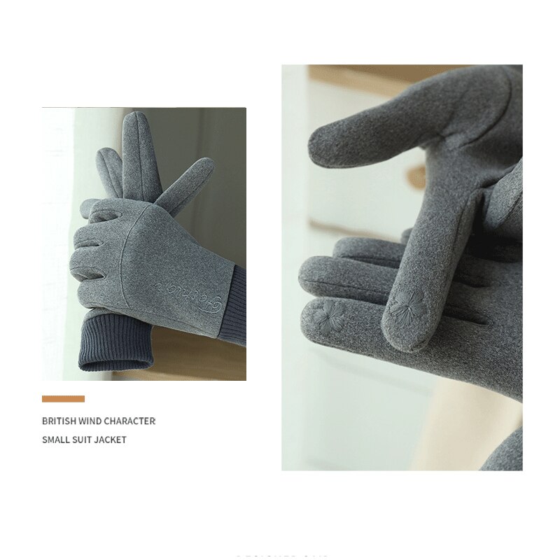 Mann Winter warm Halten Touchscreen Plus Samt Dünne Vlies draussen Radfahren Stock Handschuhe Einfache Weiche Fäustlinge