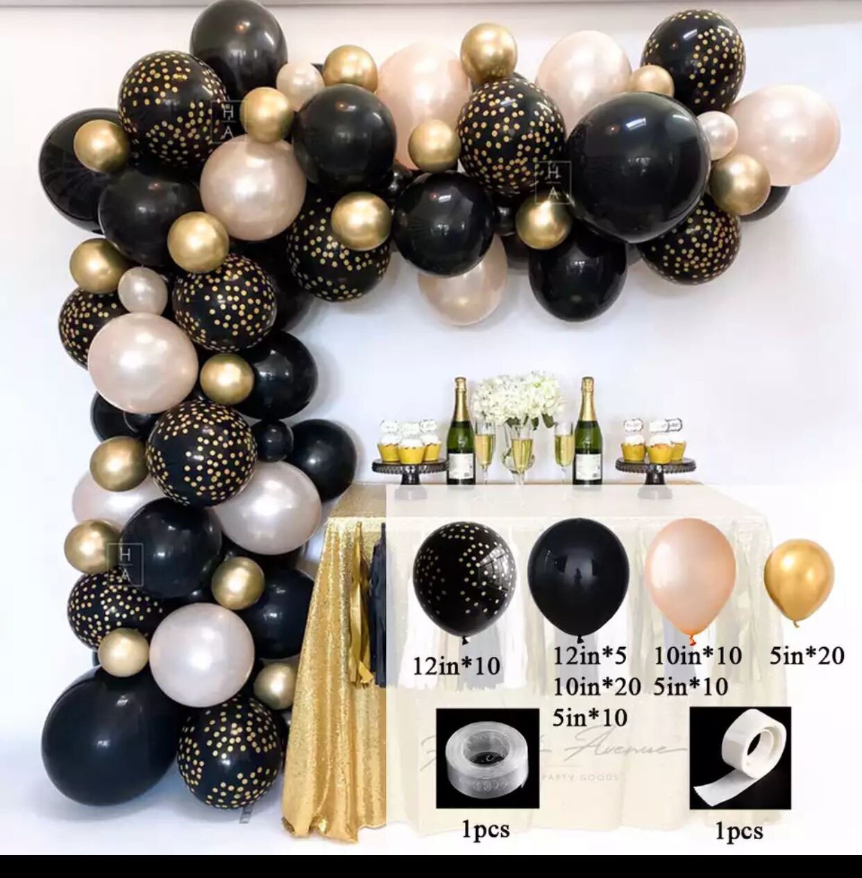 Balloon Arch Metal Black Gold Balloon Garland Confetti Balloon Wedding Wedding Decoration Stand Birthday Party Decor: set 2