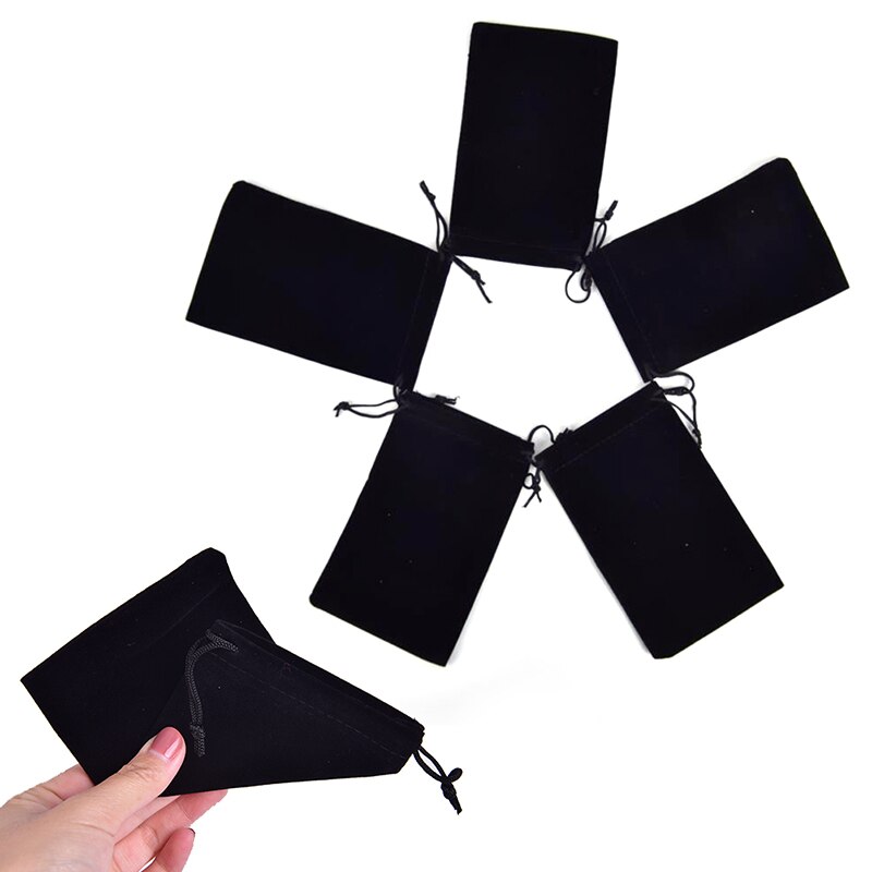 5pcs/lot Jewelry Bags Packaging Bag Black Drawstring Velvet Bags & Pouches 15cm X 9.5cm