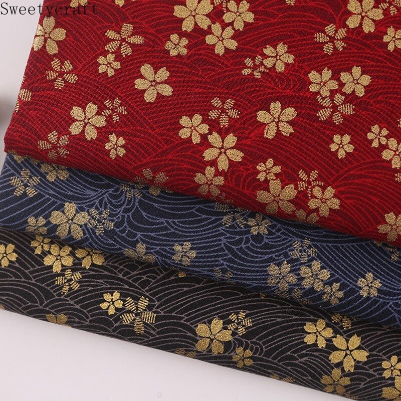 150 x 100cm kirsebærblomster trykt bronzerende almindeligt bomuldsstof tissus telas ecido kjole håndlavet sy patchwork tilbehør
