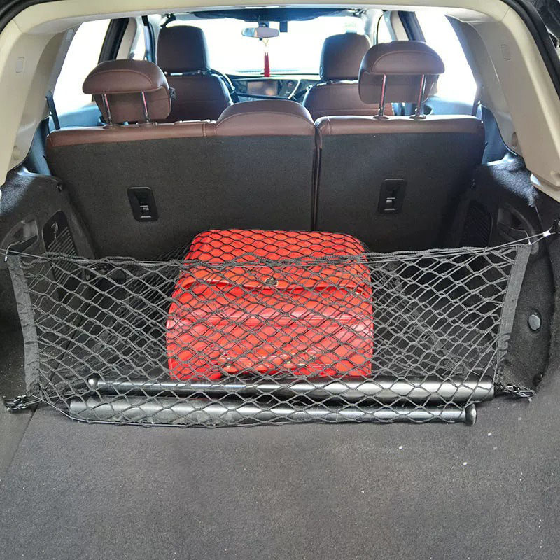Red Universal para maletero de coche, red elástica para equipaje, organizador de carga, almacenamiento, redes de malla de nailon, bolsillo de red de malla Interior estirable para coche