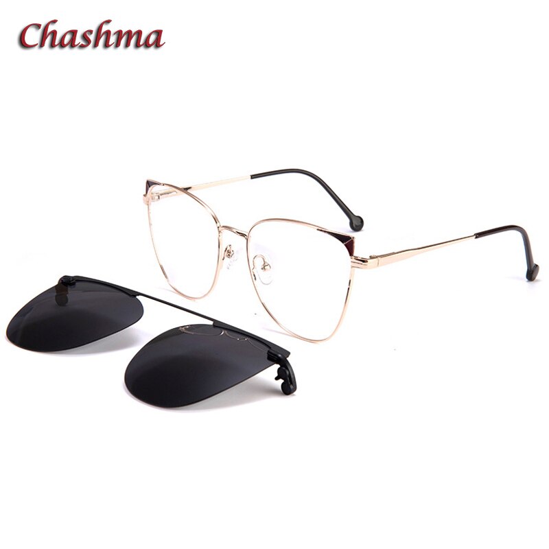 Chashma-Clips para gafas de sol con bisagra magnética para mujer, lentes ópticas graduadas, Ojo de gato, UV400: C2