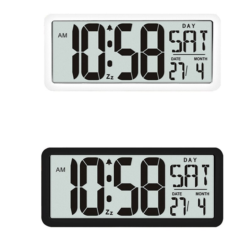 Square Wall Clock Series, 13.8inch Large Digital Jumbo Alarm Clock, LCD Display, Multi-Functional Upscale Office Decor Desk