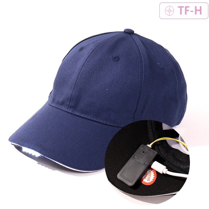 Chapeau lumineux avec lumière Led, casquette de Baseball Rechargeable, tour de tête 53cm-58cm, Camping en plein air, feuille d&#39;érable, riz, pêche de nuit