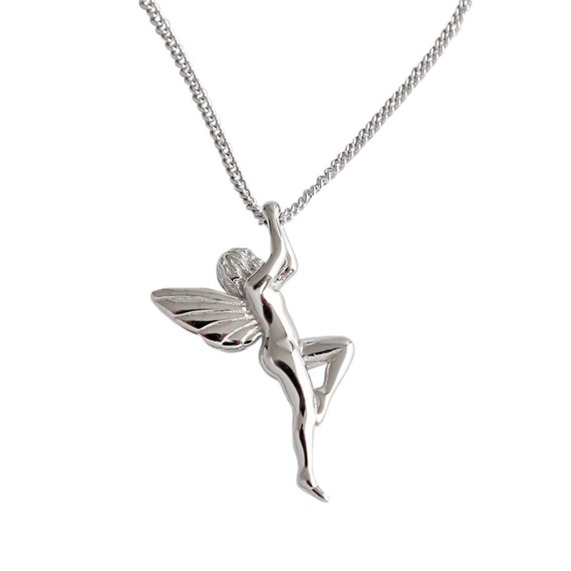 Zool Geheugen Zoete Beschermengel Leuke Elf Cool 925 Sterling Zilveren Sleutelbeen Ketting Vrouwelijke Ketting SNE563