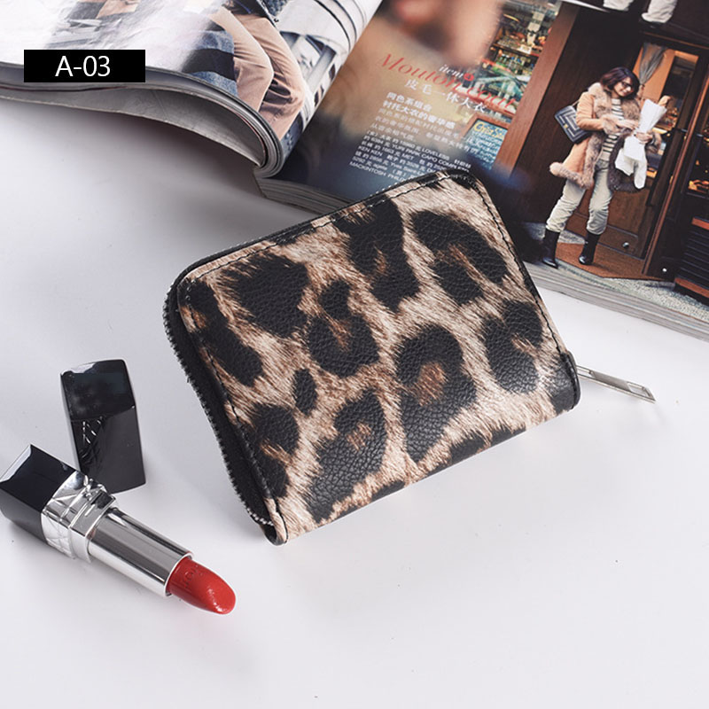 AIREEBAY Women Short Wallets Vintage Leopard Prints Coin Purse For Girls Clutch Bag PU Leather Ladies Card Holder: A7010yellowleopard S