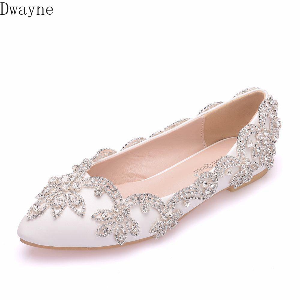 Zapatos de boda de cristal de gran tamaño, zapatos de cristal para vestido de , zapatos individuales de lujo con diamantes de imitación, zapatos planos para mujer 42,43