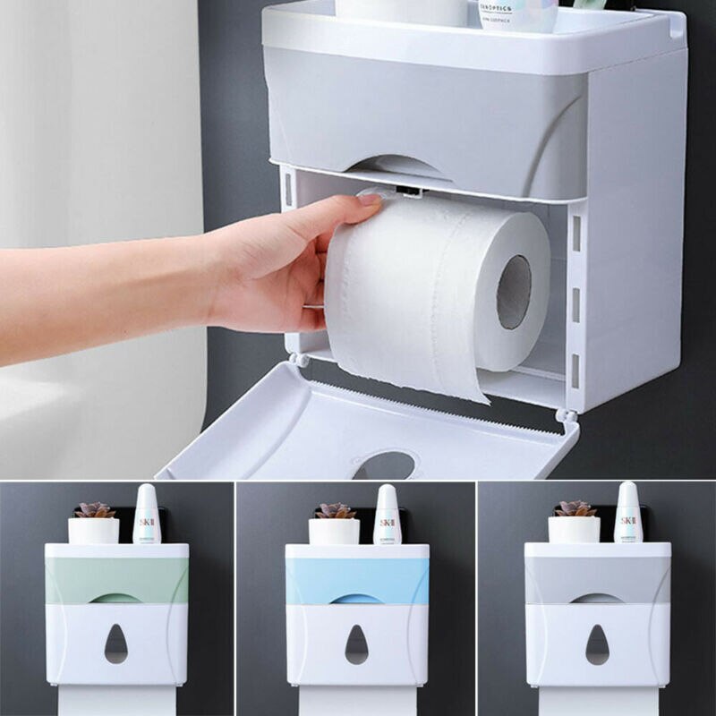 Soporte de papel higiénico para cuarto de baño, 4 colores, organizador de almacenamiento montado en la pared, caja de pañuelos, dispensador de TissueBox