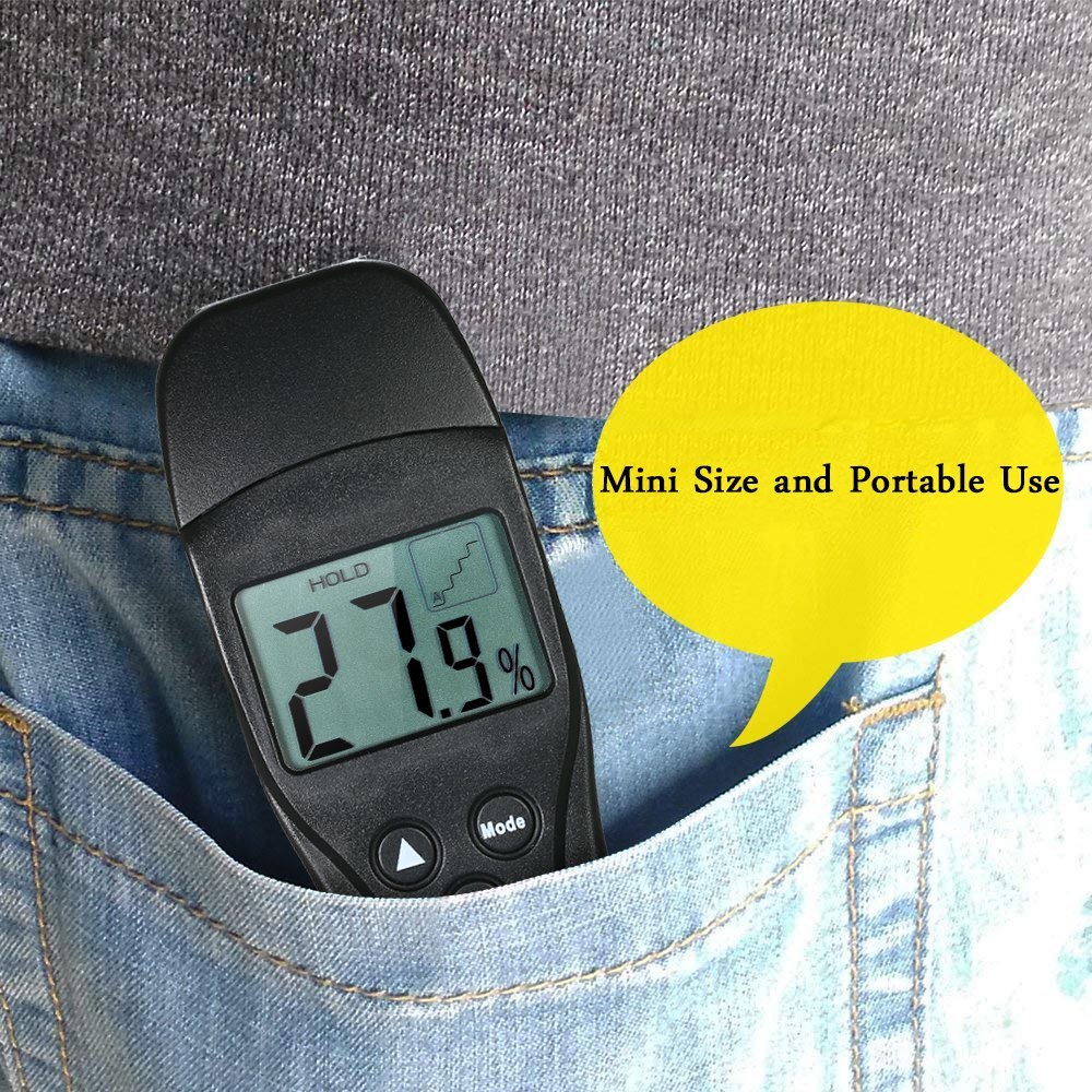 Handheld Digital Moisture Meter Lumber Damp Meter LCD Wood Moisture Humidity Tester for Timber Wood Drywall Plants Range 0%~54%