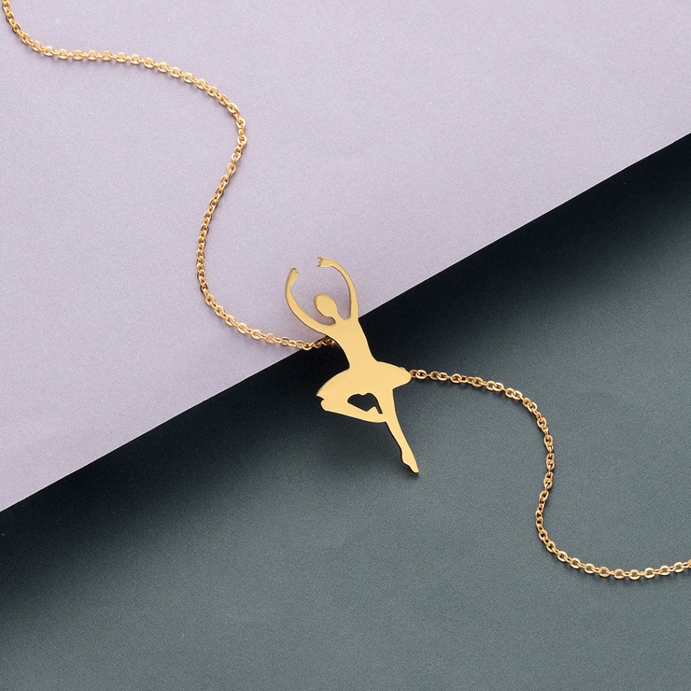 Chandler Ballerina Kette - Edelstahl Anhänger - Schlanke Kette - Ballettänzer Figur