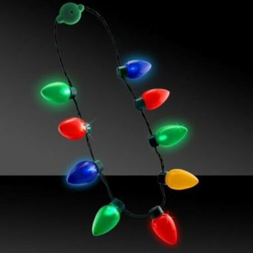 Limit 100 LED Light Up Christmas Bulb Necklace Party Favors for Adults or Kids