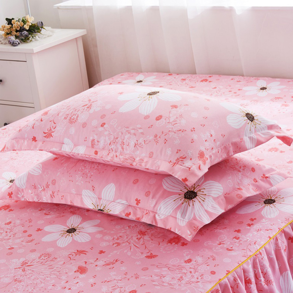 To lag sengeskørt chiffon sengetæppe satin bomuldslagen til bryllup dekoration sengetæppe med elastik 30: B pudebetræk