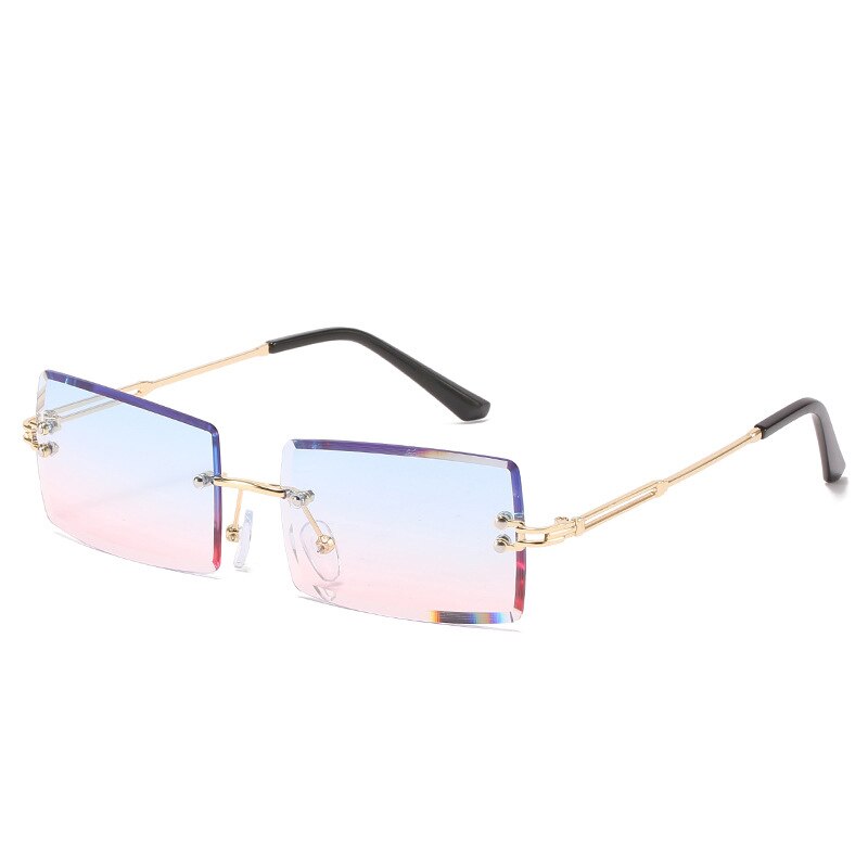 Retangle Randloze Zonnebril Vrouwen Mannen Shades Zonnebril Kleine Retro Gradiënt Bril Frameloze UV400 Eyewear Fietsen Apparatuur: 6