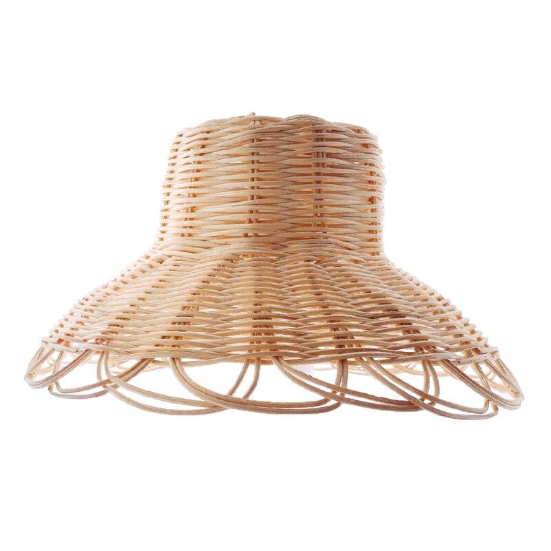 Hand-woven Natural Rattan Lampshade Chandelier Hanging Light Shades for Bedroom Living Room Homestay