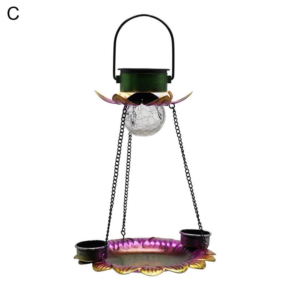 LED Solar Power Bird Feeder Hummingbird Feeder Waterproof LED Lamp Wild Bird Food Holder Hanging Bird Food Container: C