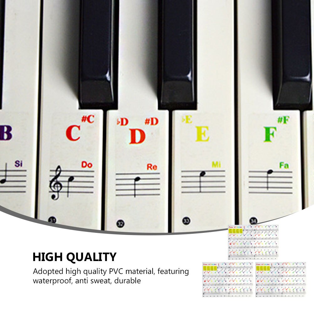 3 Pcs Piano Sticker Piano Keyboard Decals Piano Beginner Decal Piano Accessories