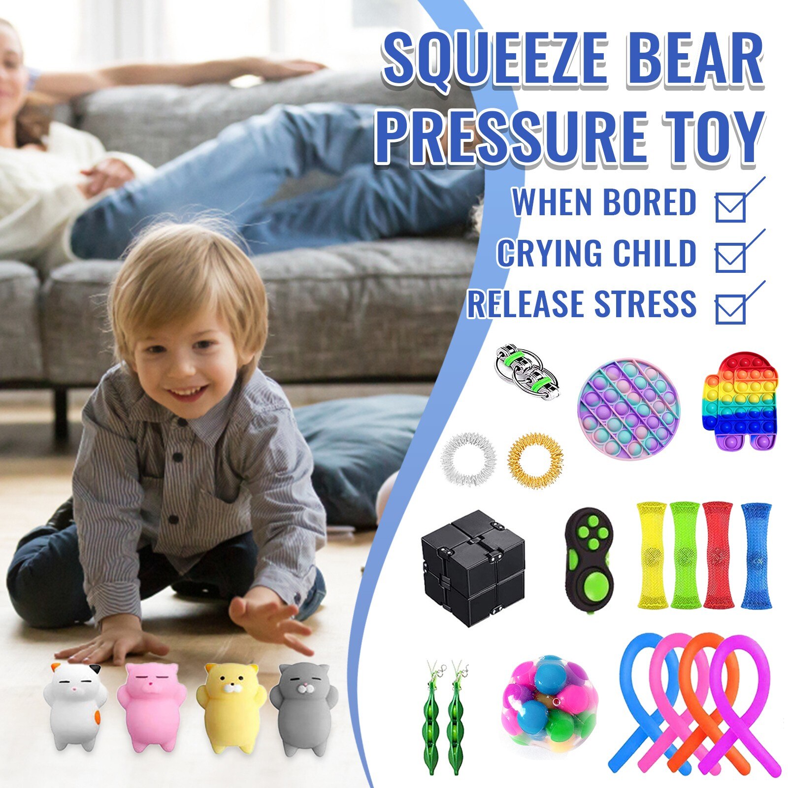 1set Fidget Toy Set Cheap Sensory Fidget Toys Pack for Kids or Adults Decompression Toy fidjets toys pack антистресс