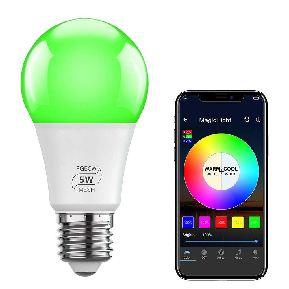 Smart Bulb E27 B22 Dimmable Bluetooth 4.0 Magic Bulb Color Changing Lamp Alexa Google Assistant IOS/Android RGB LED Bulb D30