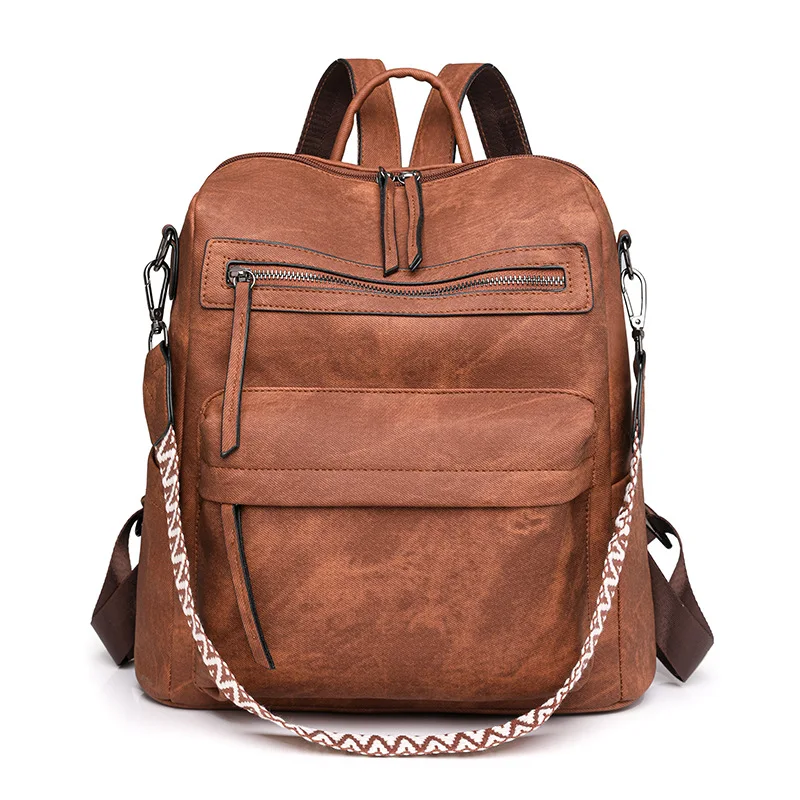 Wasserdichter Rucksack aus Leder für Damen, Diebstahlsicherer Rucksack, umwandelbar, modisch, lässig, Umhängetasche für Reisehandtaschen: Brown