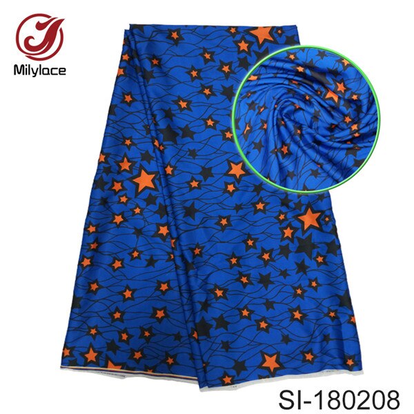 Tissu en satin de soie imprimé wax africain doux, 5 mètres par lot, pour vêtements, 20 modèles disponibles, si -180201: Si -180208