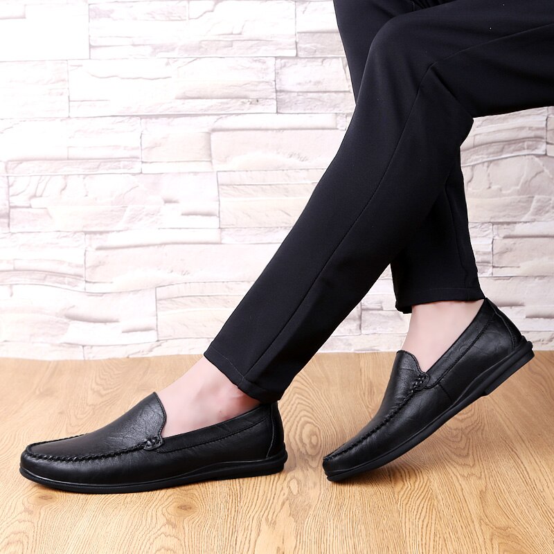 Clax herre mokkasiner sommer mand læder sko slipons mandlige båd sko flade loafers åndbar