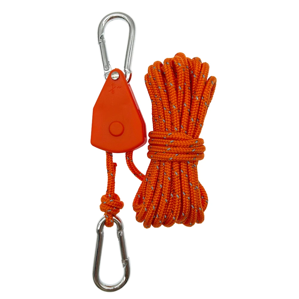5m Camping Rope Tent Adjustable Rope Fastener Fixed Buckle Pulley Tensioner Ratchet Hangers Lights Camping Awning Wind Rope: Orange