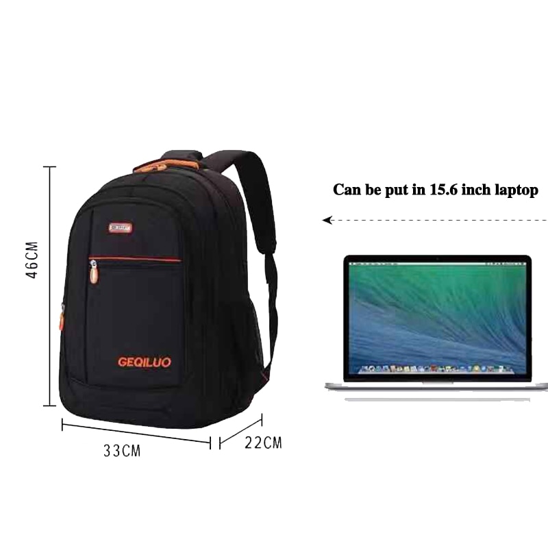 Mochila adolescente para meninos, bolsa escolar de nylon preta 15.6 Polegada, mochila traseira para laptop, bolsa grande para estudantes
