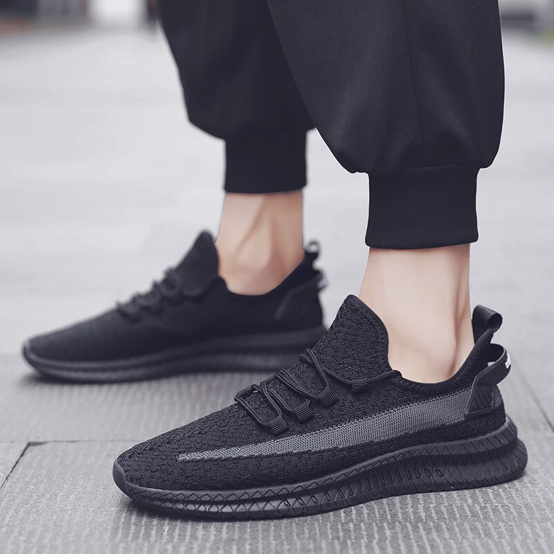 Baskets chaussures pour hommes couleur uni plat mouche armure respirant chaussures homme chaussures de marche décontractées