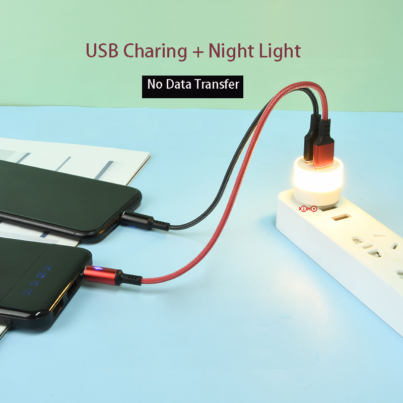 Mini-USB-Lampe, warmweißes Licht, 2 Anschlüsse, USB-HUB-Ladeadapter, Netzteil, Dock, LED-Beleuchtung, Lug and Play, Schlafzimmer-Nachtlicht