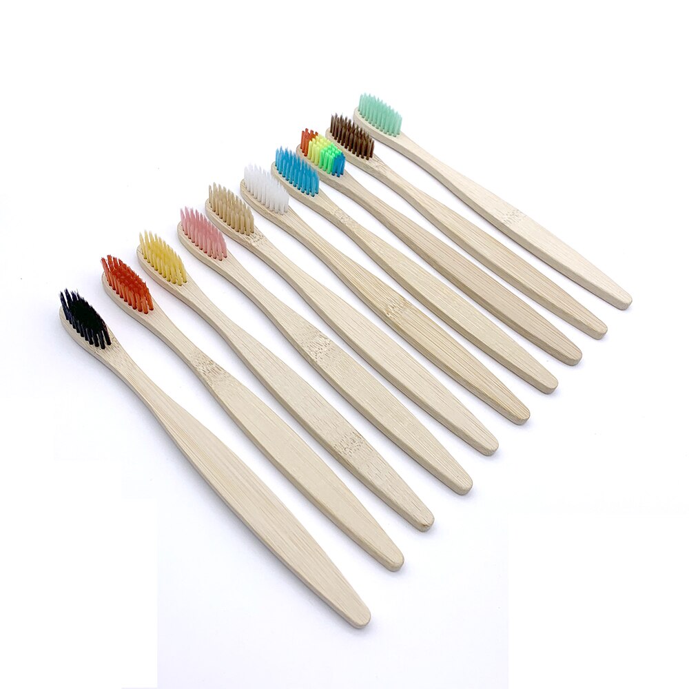 10pcs Eco-Friendly Plastic-Free Bamboo Toothbrush Soft Bristle Natural Healthy Dental Oral Care Hygiene Toothbrushes
