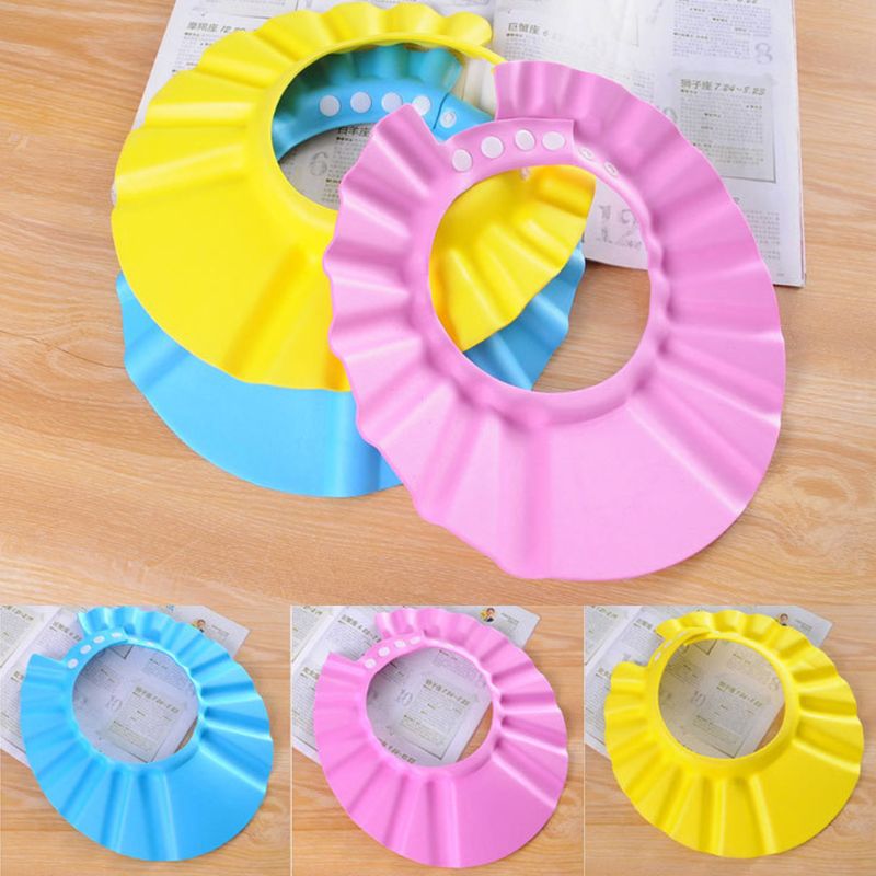 Kinderen waterdichte badmuts shampoo douche beschermhoed zachte verstelbare klep hoed thuis badkamer douche benodigdheden 3 kleuren