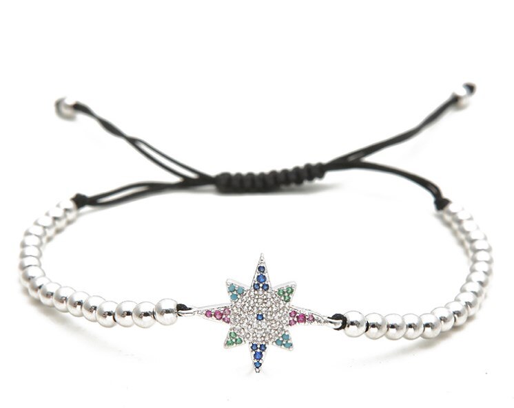 Goud zilver micro pave cz Zirconia touw aangepast Koperen Kralen Armband th42 snowflake Charm Gevlochten Armbanden Vrouwen: 2