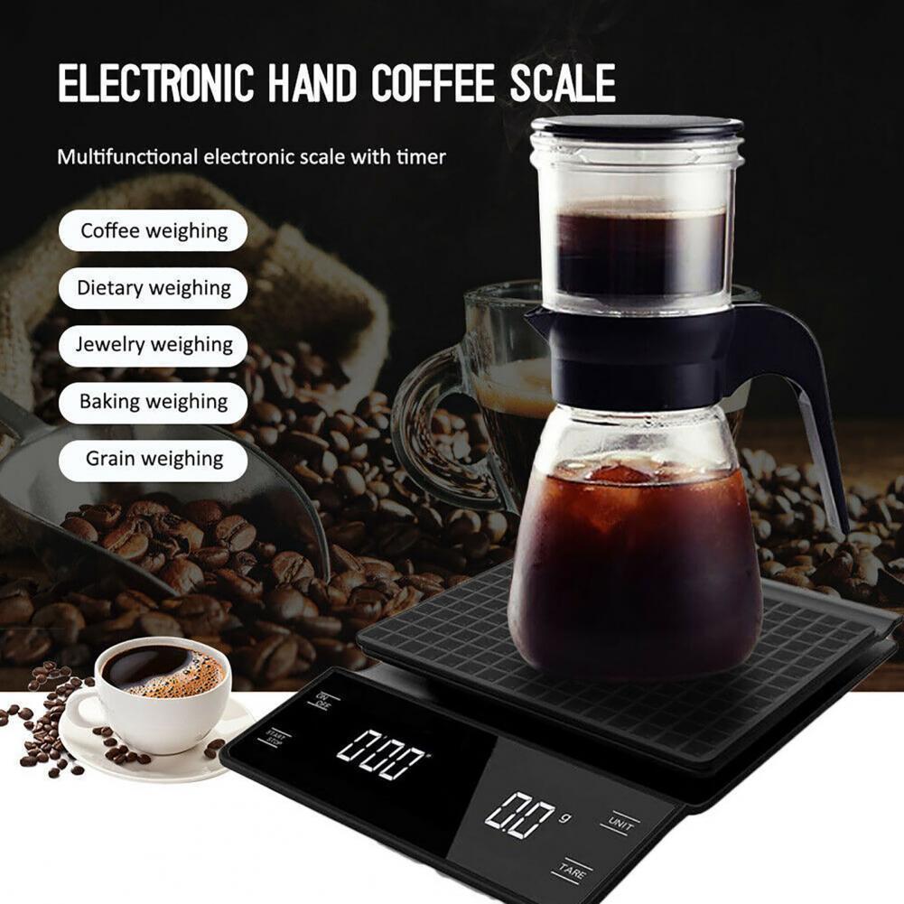 3kg 0.1g Electronic Coffee Scales Expresso V60 Balance Kitchen Measuring Weight Libra Precision Scale With Timer Function