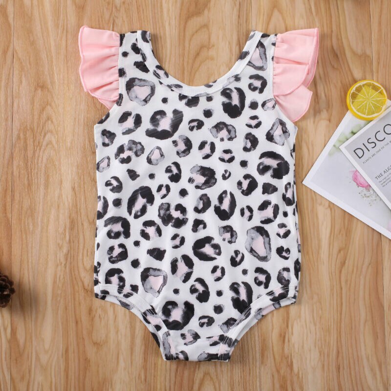 Kleinkind Baby freundlicher Mädchen Sommer Leopard Gedruckt Bikini Einem Stück Bademode Badeanzug