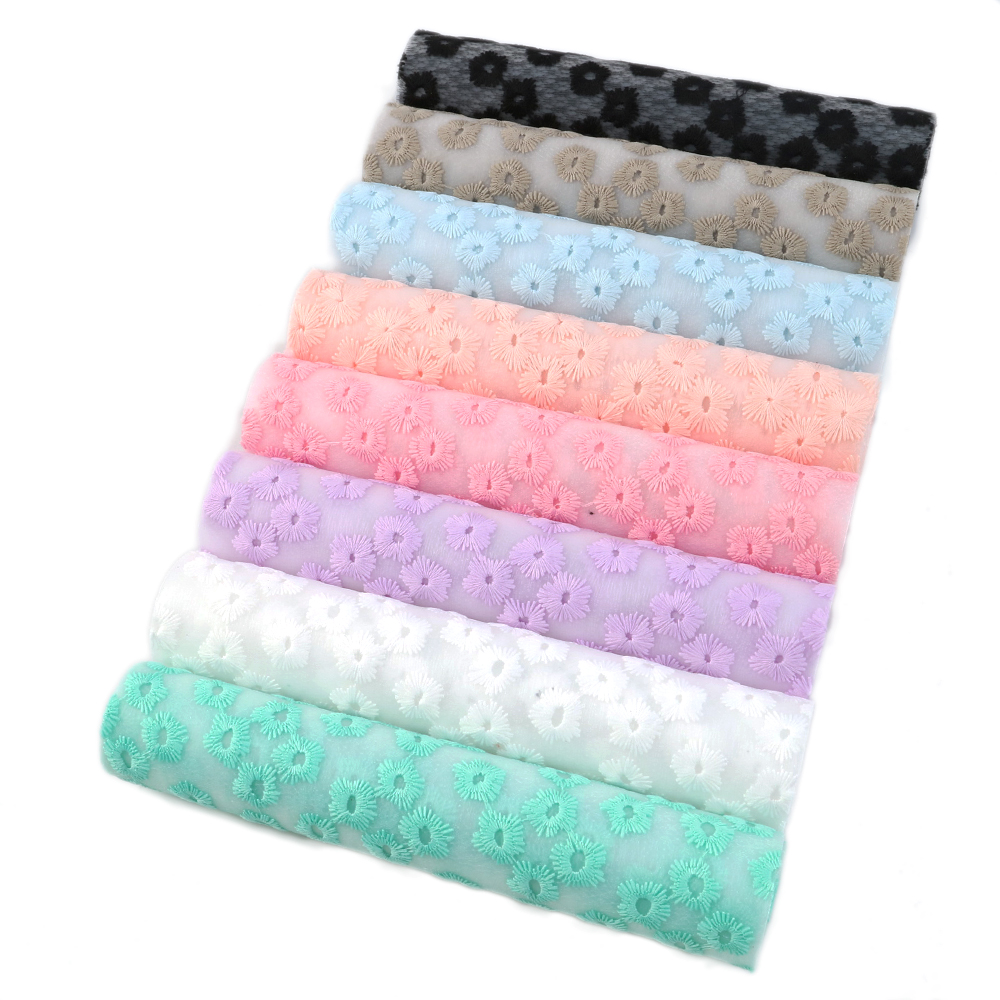 20*34cm Color sólido bordado flor gelatina cuero sintético para proyectos de bolsos hechos a mano DIY, 1Yc8087