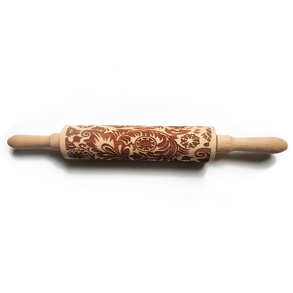 35*5cm Weihnachten Schneeflocke Reben Präge rollen Stift DIY Backen Cookie Nudel Keks Fondant Kuchen Teig Holz Gravierte Rolle: Ursprünglich Titel