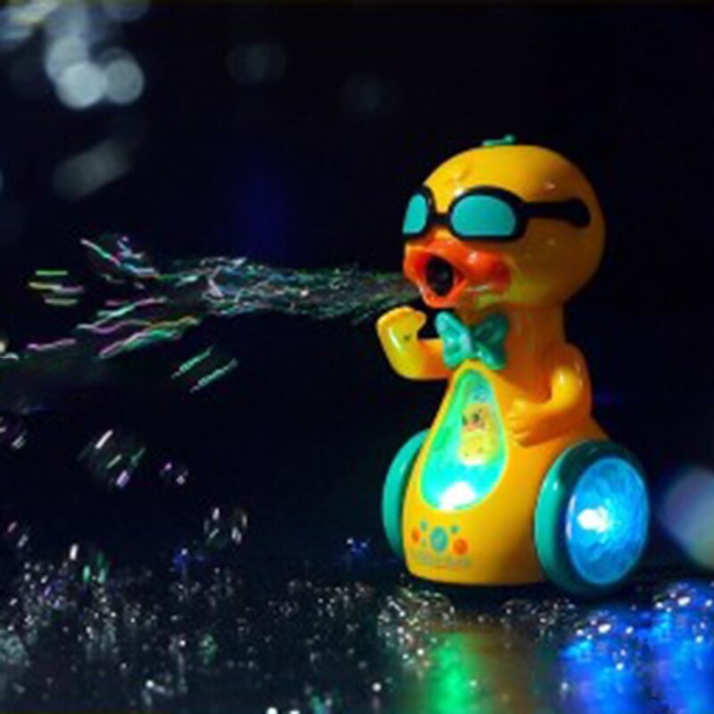 Elektrische Eend Bubble Machine Spuiten Muziek Verlichting Speelgoed Automatische Bubble Blower P31C
