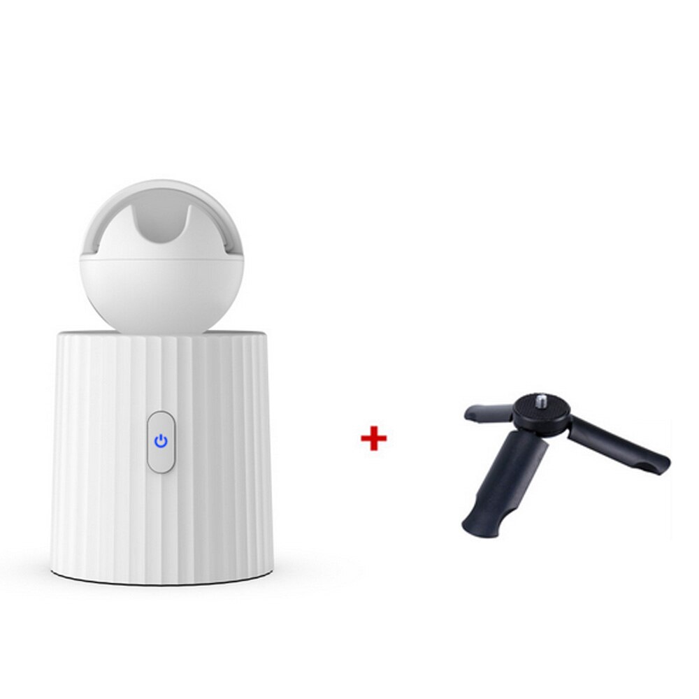 Rechargeable Smart Portable Selfie Stick ,360°Rotation Auto Face Object Tracking Camera Tripod Holder Smart Shooting Phone Mount: White with tripod