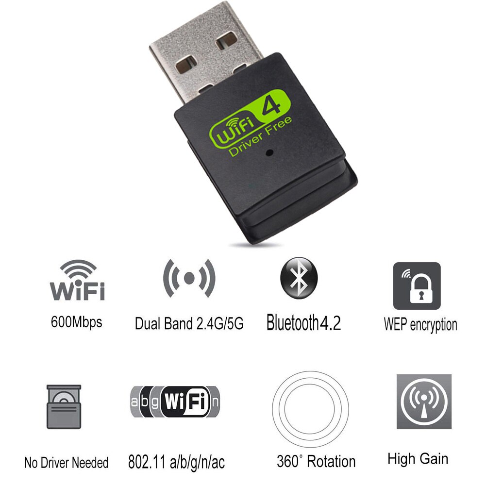 USB WiFi Bluetooth Adapter Dual Band Wireless External Receiver Dongle ...