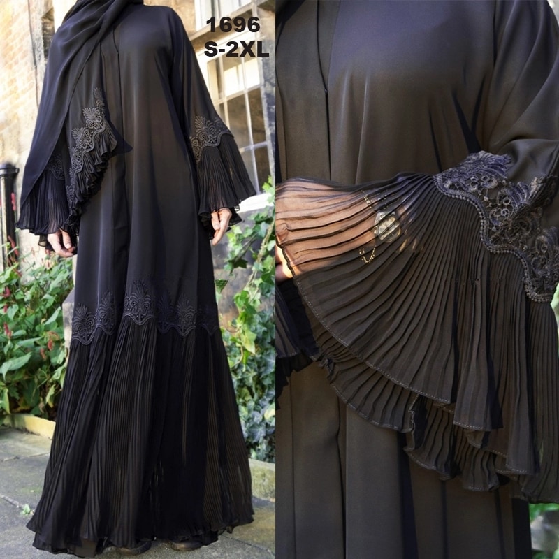 Abaya Kimono Caftan malaisie plissé musulman Cardigan Hijab robe Abayas pour les femmes turc islamique vêtements Caftan dubaï Djellaba
